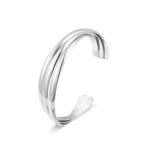 Joya Love Silver Cuff Bracelet For Women Chunky Adjustable Trendy Wide Open golden Cuff Stacked Bangles Bracelets von Joya Love