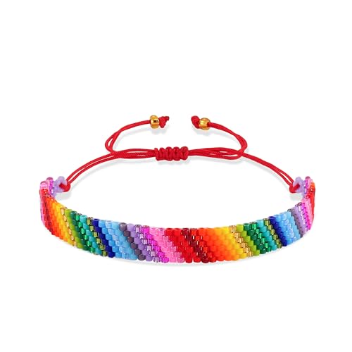 Joya Love Surfer Armband Regenbogen Farbige ArmbäNder Einstellbar Handgefertigter Schmuck Aus Rocailles-Perlen Armband FüR Damen üBerraschungsgeschenk Joya Love Surfer Armband Regenbogen Farbige ArmbäNder Einstellbar Handgefertigter Schmuck Aus Rocailles-Perlen Armband FüR Damen üBerraschungsgeschenk von Joya Love