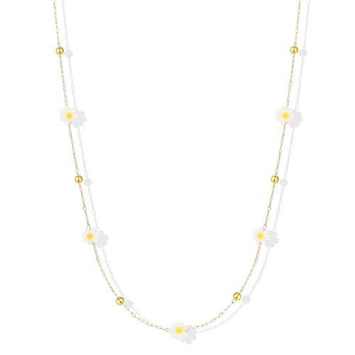 Joya Love Weiße Gänseblümchen-Halskette für Damen, wasserdicht, exquisite Mode, Edelstahl, modisches Geschenk von Joya Love