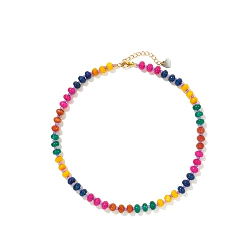 Joya Love mehrfarbige Edelstein-Perlen-Halsketten für Frauen, trendiger Regenbogen, natürlicher, bunter Stein, Boho-Edelstahl, wasserfest, Strang-Halsketten, Schmuck, Geschenk Joya Love mehrfarbige Edelstein-Perlen-Halsketten für Frauen, trendiger Regenbogen, natürlicher, bunter Stein, Boho-Edelstahl, wasserfest, Strang-Halsketten, Schmuck, Geschenk von Joya Love