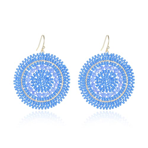 Ohrringe Blau Hängend Strand für Damen, Kristalle Glasperlen, Groß Baumelnd Handgefertigt Bohemia Statement Ohrringe Sommer Ohrringe Blau Hängend Strand für Damen, Kristalle Glasperlen, Groß Baumelnd Handgefertigt Bohemia Statement Ohrringe Sommer von Joya Love