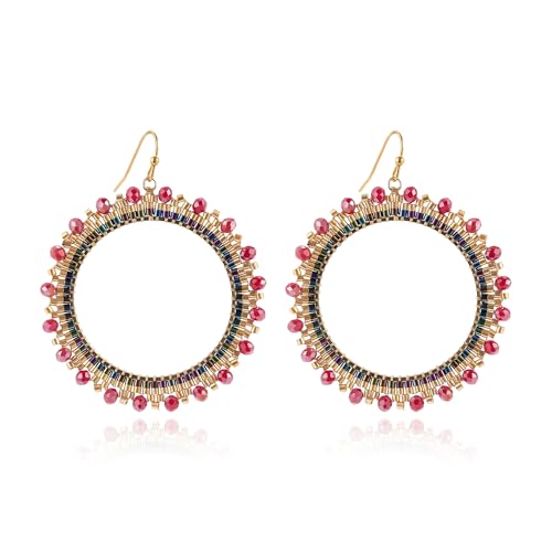 Retro Rot Große Vintage-Ohrringe mit Perlen für Damen, böhmische Creolen, übertriebene leichte Creolen Retro Rot Große Vintage-Ohrringe mit Perlen für Damen, böhmische Creolen, übertriebene leichte Creolen von Joya Love