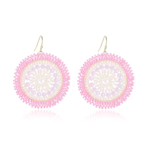 Rosa Strand Ohrringe für Damen, Kristalle Glasperlen, Groß Baumelnd Handgefertigt Bohemia Statement Boho Ohrringe Sommer Rosa Strand Ohrringe für Damen, Kristalle Glasperlen, Groß Baumelnd Handgefertigt Bohemia Statement Boho Ohrringe Sommer von Joya Love