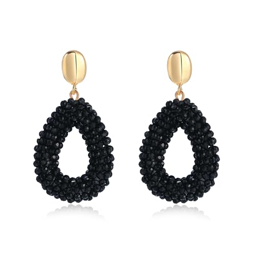 Schwarz Boho Ohrringe hängend für Damen,Tropfenförmige Reisperlen Leichte Ohrringe Eleganter Hingucker für Frauen Modischer Schmuck Schwarz Boho Ohrringe hängend für Damen,Tropfenförmige Reisperlen Leichte Ohrringe Eleganter Hingucker für Frauen Modischer Schmuck von Joya Love