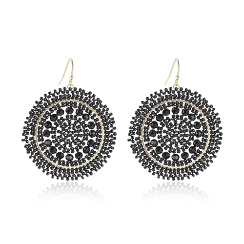 Schwarz Strand Ohrringe für Damen, Kristalle Glasperlen, Groß Baumelnd Handgefertigt Bohemia Statement Boho Ohrringe Sommer Schwarz Strand Ohrringe für Damen, Kristalle Glasperlen, Groß Baumelnd Handgefertigt Bohemia Statement Boho Ohrringe Sommer von Joya Love