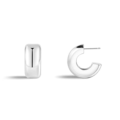 Silberne Creolen, 14 Karat echt vergoldet, klobige kleine Creolen für Frauen, leichte Schmuckgeschenke von Joya Love