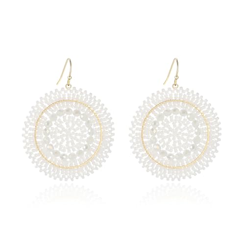 Weiß Strand Ohrringe für Damen, Kristalle Glasperlen, Groß Baumelnd Handgefertigt Bohemia Statement Boho Ohrringe Sommer Weiß Strand Ohrringe für Damen, Kristalle Glasperlen, Groß Baumelnd Handgefertigt Bohemia Statement Boho Ohrringe Sommer von Joya Love