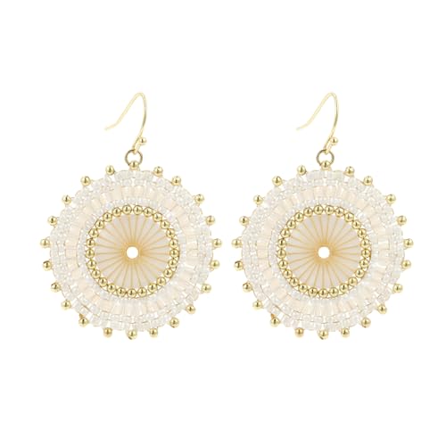 Weiße Perlenohrringe für Frauen, Sommer, Strand, Statement, Boho, Glasperlenohrringe, Böhmen, Hoop-Ohrringe für Frauen von Joya Love