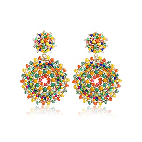 bunte Perlenohrringe für Frauen Saatperlen Sommer Strand BO Ho Statement Dang handgemachte Ohrringe Schmuck von Joya Love