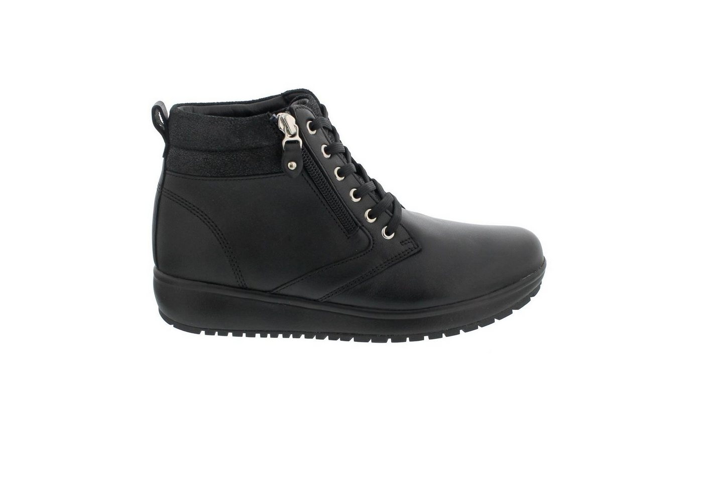 Joya Joya WILMA II Black Boot, Full-Grain Leather /Velour/ Textile, SENSO-S Schnürstiefel von Joya