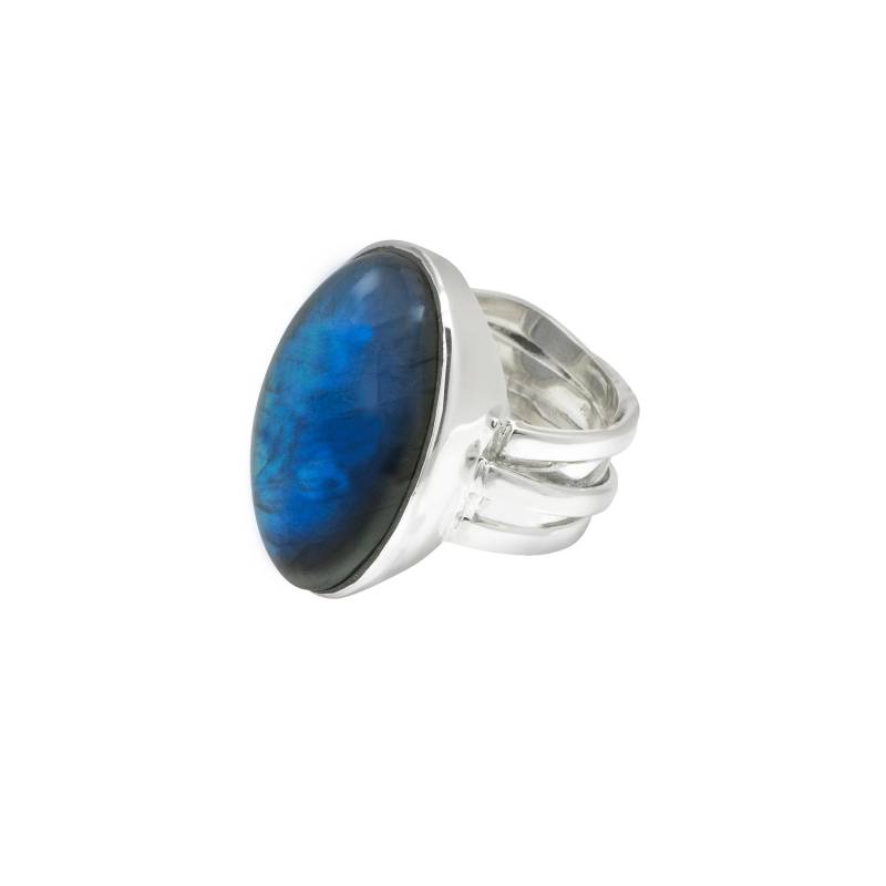 925 Silver Labradorite Ring - Handcrafted Gemstone Jewelry Unique Boho Style Statement Natural Flashy Stone von JoyaJewelsSoul