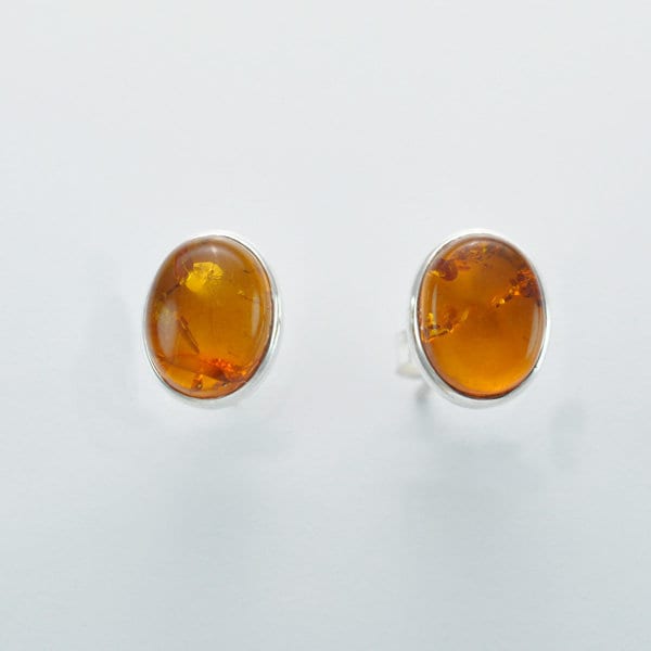 Amber Stud Earrings Made Of 925 Silver - Handmade Artisan Jewelry Dainty & Elegant von JoyaJewelsSoul