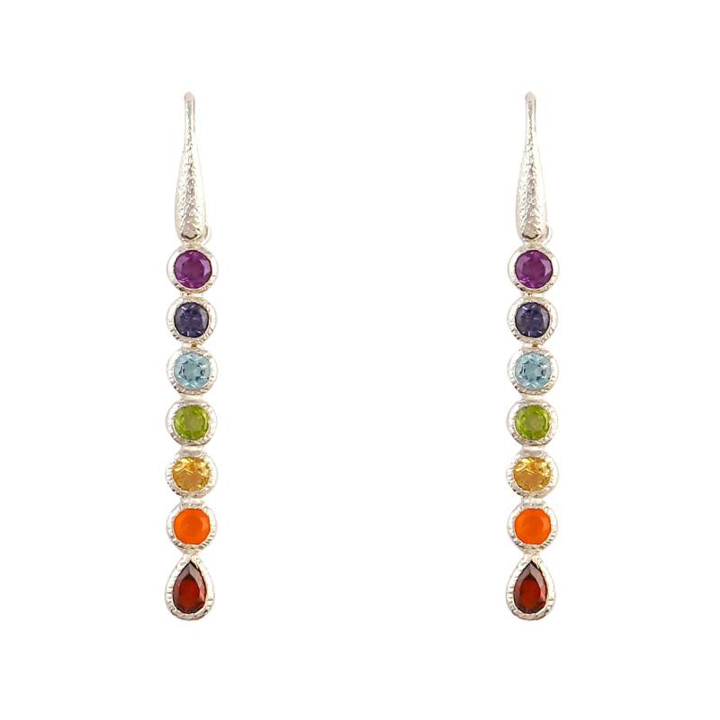 Elegant Earrings With Chakra Stones - 925 Silver Handcrafted, Perfect For Special Occasions & Everyday Wear von JoyaJewelsSoul