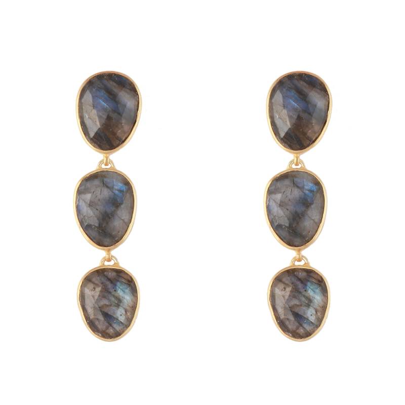 stud Earrings With Labradorite in 925 Silver - Handmade Artisan Jewelry Boho Floral Design Dainty & Elegant Earrings von JoyaJewelsSoul