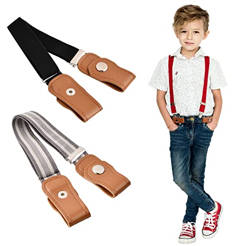 2 Stück Elastischer Gürtel kinder, Schnallenfreier Gürtel für Jungen Mädchen, Einstellbar Gürtel Kinder Ohne Schnalle für Jeans Hosen Kleid (C) von Joyan