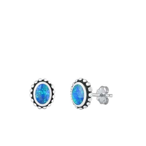 Blaue Opal-Ohrringe aus Sterlingsilber. (KEOES430810-BO) von Joyara