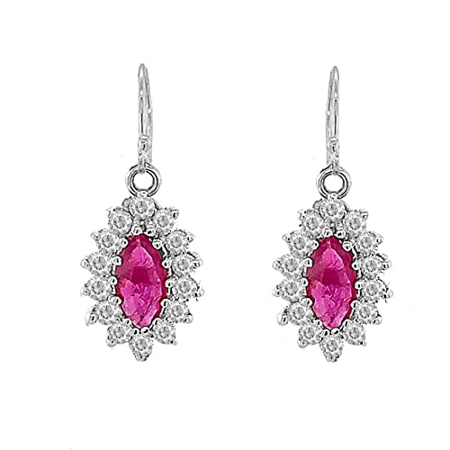 Echte Rubin Marquise-Shaped Fancy Dangle Ohrringe in Sterling Silber Echte Rubin Marquise-Shaped Fancy Dangle Ohrringe in Sterling Silber von Joyara