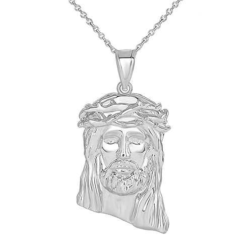 Joyara Jesus Christus Kopf große Anhänger Halskette in Sterling Silber (1,54 in) (Verfügbare Kettenlängen: 40cm - 45cm - 50cm - 55cm) 50cm von Joyara