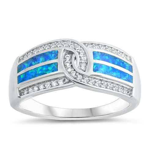 Joyara Ring aus Sterlingsilber mit blauem Opal und klarem Zirkonia LTDONRO150690-BO80 von Joyara