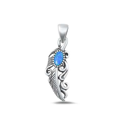Joyara Sterling Silber Blau Opal Feder Anhänger Halskette (Verfügbare Kettenlänge 40cm - 45cm - 50cm - 55cm) 50cm von Joyara
