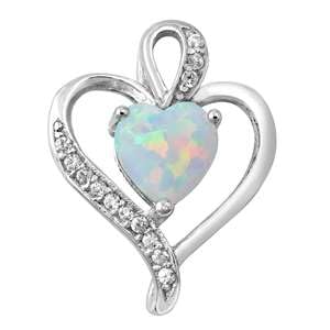 Joyara Sterling Silber Blau Opal Herz Anhänger Halskette (Verfügbare Kettenlänge 40cm - 45cm - 50cm - 55cm) 45cm von Joyara
