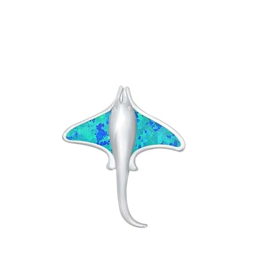 Joyara Sterling Silber Blau Opal Manta Ray Anhänger Halskette (Verfügbare Kettenlänge 40cm - 45cm - 50cm - 55cm) 45cm von Joyara