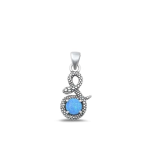 Joyara Sterling Silber Blau Opal Schlange Anhänger Halskette (Verfügbare Kettenlänge 40cm - 45cm - 50cm - 55cm) 45cm von Joyara