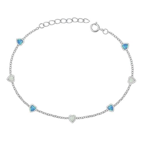 Joyara Sterling Silber Blau & Weiß Opal Glieder Armband von Joyara