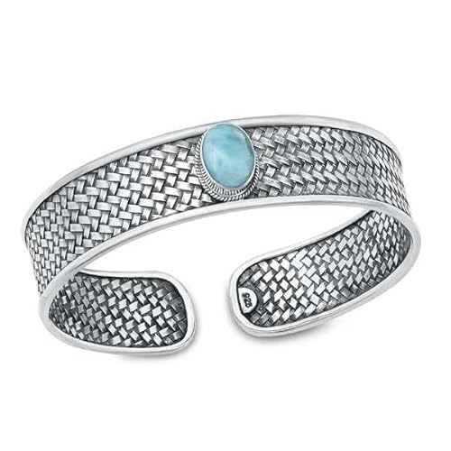 Joyara Sterling Silber Genuine Larimar Manschetten Armreif Armband von Joyara