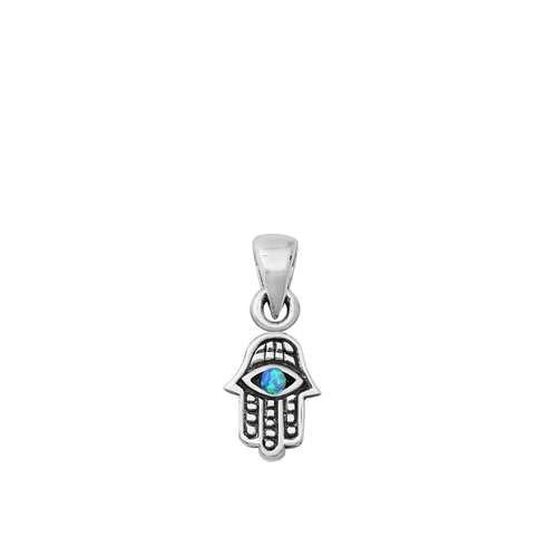 Joyara Sterling Silber Licht Blau Opal Hamsa Anhänger Halskette (Verfügbare Kettenlänge 40cm - 45cm - 50cm - 55cm) 50cm (LTD-ONPL351048-20) von Joyara