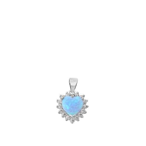 Joyara Sterling Silber Licht Blau Opal Herz Anhänger Halskette (Verfügbare Kettenlänge 40cm - 45cm - 50cm - 55cm) 40cm von Joyara