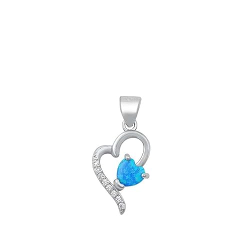 Joyara Sterling Silber Licht Blau Opal Herz Anhänger Halskette (Verfügbare Kettenlänge 40cm - 45cm - 50cm - 55cm) 50cm (LTD-ONPL351081-LB-20) von Joyara