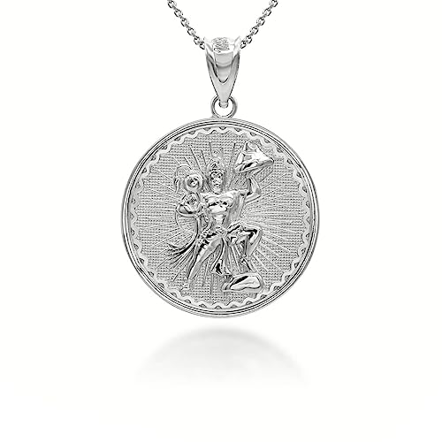 Joyara Sterling Silber Lord Hanuman Hindu Gott Münze Anhänger Halskette/ (Verfügbare Kettenlängen: 40cm - 45cm - 50cm - 55cm) 50cm von Joyara