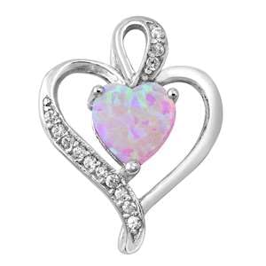Joyara Sterling Silber Rosa Opal Herz Anhänger Halskette (Verfügbare Kettenlänge 40cm - 45cm - 50cm - 55cm) 55cm von Joyara