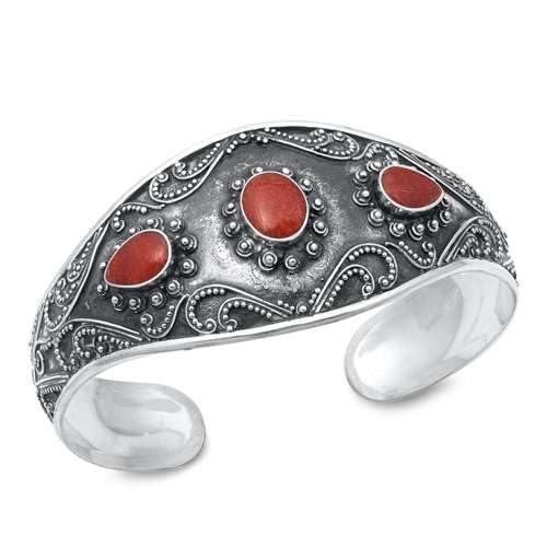 Joyara Sterling Silber Roter Karneol Manschetten Armreif Armband von Joyara