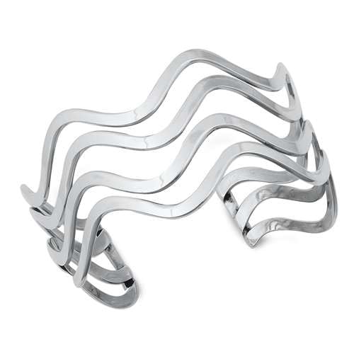 Joyara Sterling Silber Wavey Manschetten Armreif Armband von Joyara