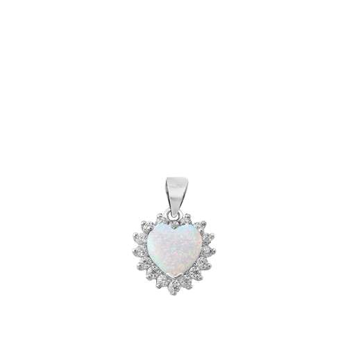 Joyara Sterling Silber Weiß Opal Herz Anhänger Halskette (Verfügbare Kettenlänge 40cm - 45cm - 50cm - 55cm) 40cm (LTD-ONPL350840-WO-16) von Joyara