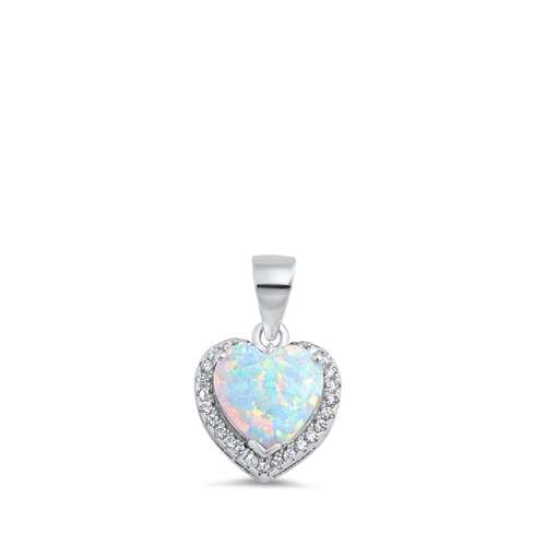 Joyara Sterling Silber Weiß Opal Herz Anhänger Halskette (Verfügbare Kettenlänge 40cm - 45cm - 50cm - 55cm) 40cm von Joyara