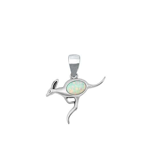 Joyara Sterling Silber Weiß Opal Kangaroo Anhänger Halskette (Verfügbare Kettenlänge 40cm - 45cm - 50cm - 55cm) 45cm von Joyara