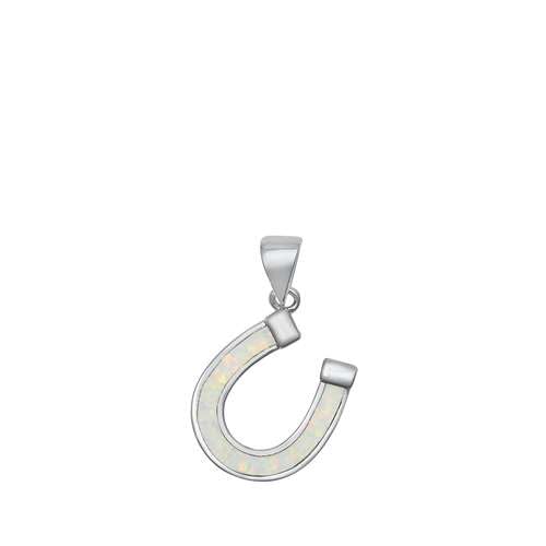 Joyara Sterling Silber Weiß Opal Pferdshoe Anhänger Halskette (Verfügbare Kettenlänge 40cm - 45cm - 50cm - 55cm) 45cm von Joyara