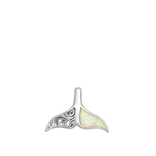 Joyara Sterling Silber Weiß Opal Walschwanz Anhänger Halskette (Verfügbare Kettenlänge 40cm - 45cm - 50cm - 55cm) 40cm von Joyara