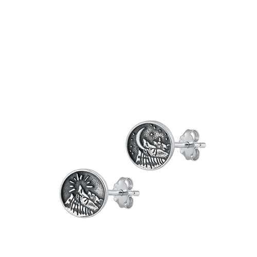 Ohrstecker aus 925er-Sterlingsilber mit Bergen und Mond von Joyara