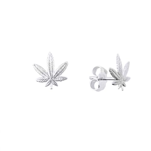 Silber Cannabis Marijuana Pot Leaf Ohrstecker Ohrringe ESQEM1662S-MARJ von Joyara