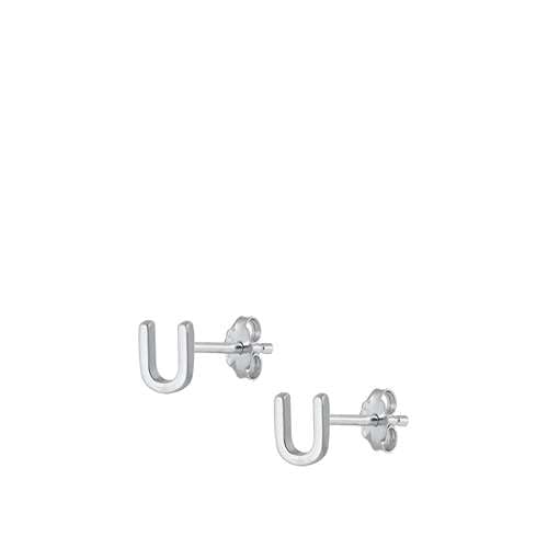 Sterling Silber 925 Buchstabe U Ohrstecker Ohrringe von Joyara