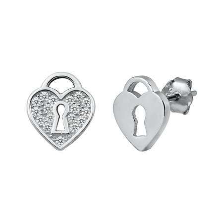 Sterling Silber 925 Heart Lock Ohrstecker Ohrringe von Joyara