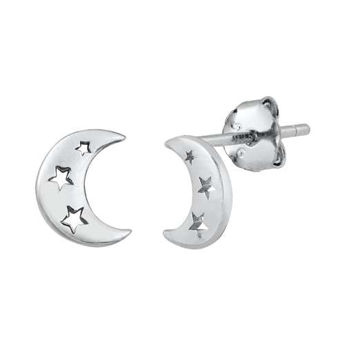 Sterling Silber 925 Mond mit Sternen Ohrstecker Ohrringe von Joyara