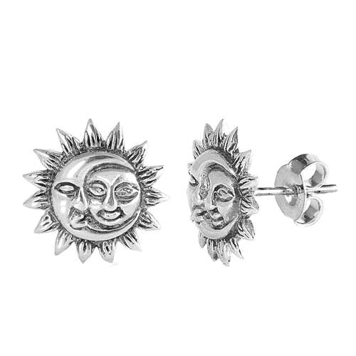 Sterling Silber 925 Mond und Sonne Ohrstecker Ohrringe von Joyara