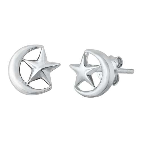 Sterling Silber 925 Mond und Stern Ohrstecker Ohrringe LTDELEP441718 von Joyara