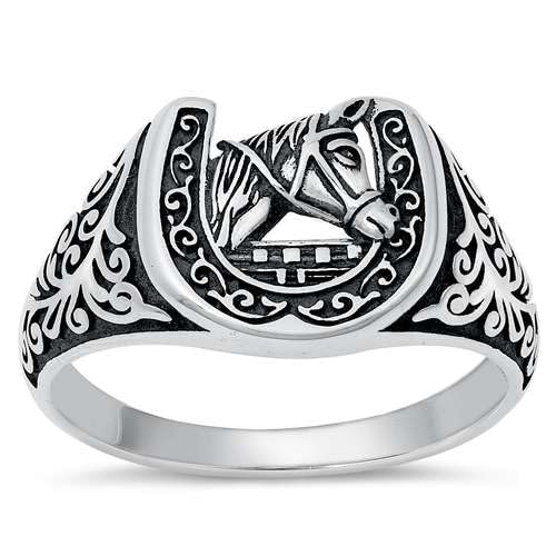 Sterling Silber 925 Pferd Herren Ring von Joyara