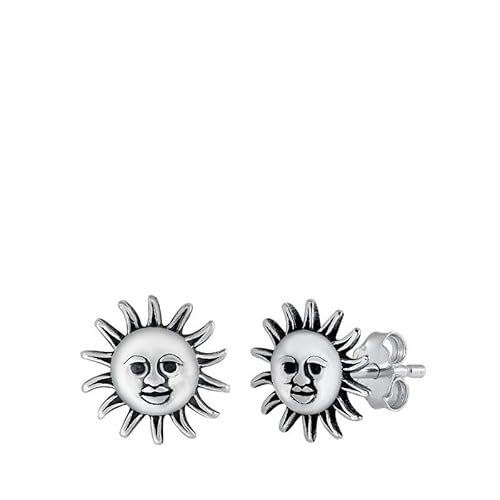 Sterling Silber 925 Smiling Sonne Ohrstecker Ohrringe LTDELEP441078 von Joyara